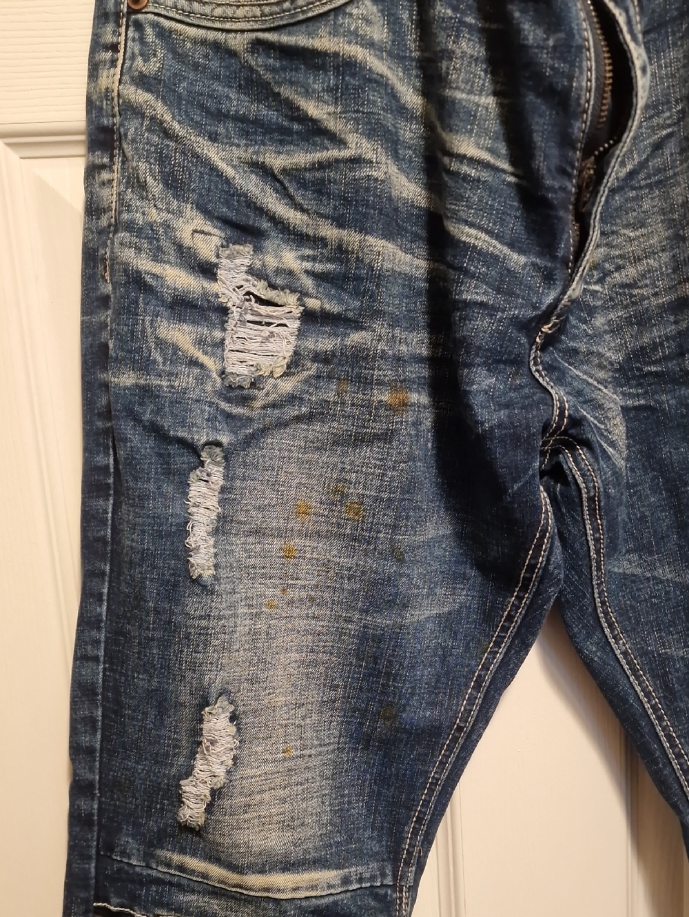 Distressed Indigo Slim Straight - Picture 3 of 6